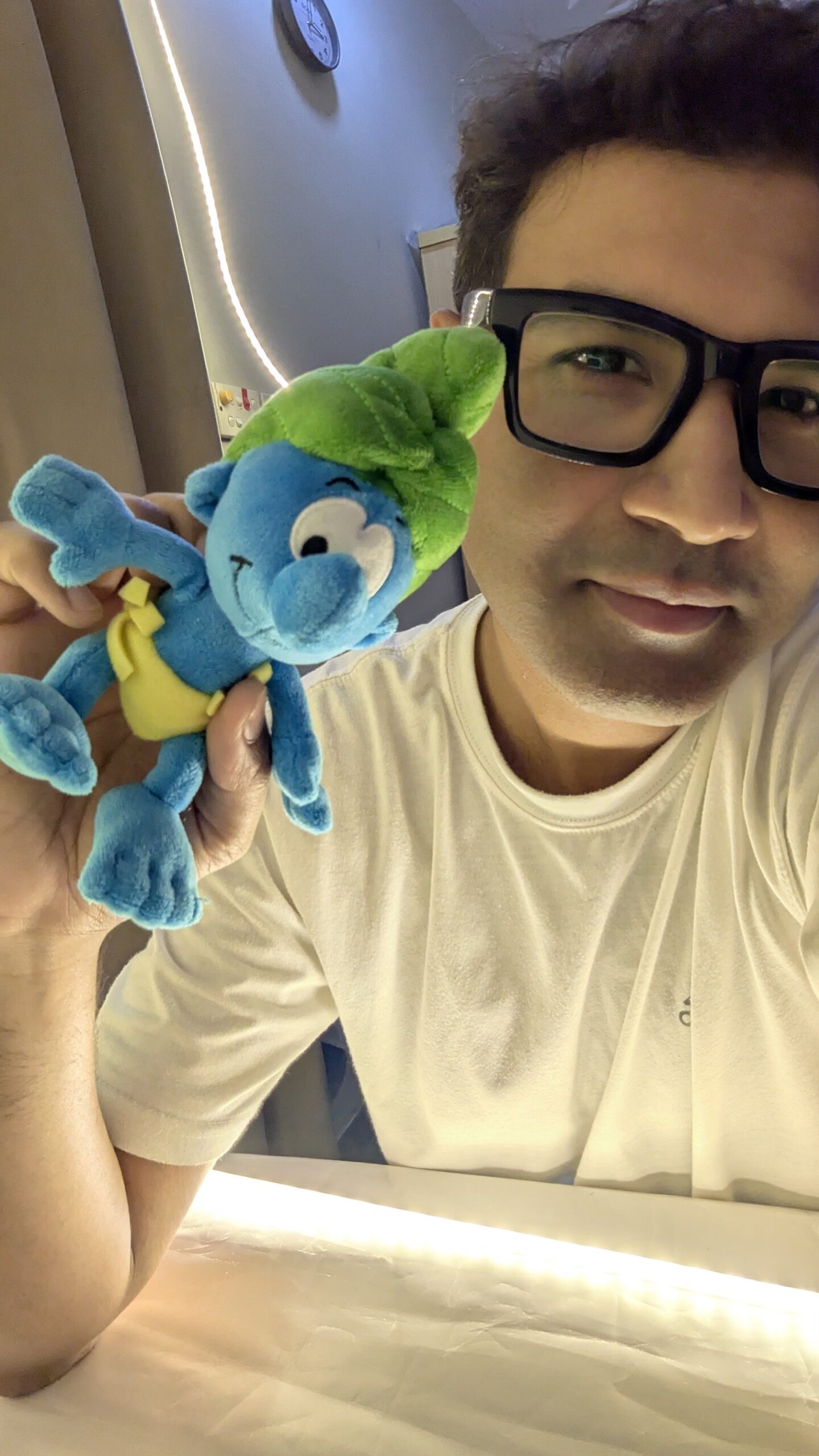 Brainy Smurf Plush Toy – Blue & Green Soft Stuffed Animal