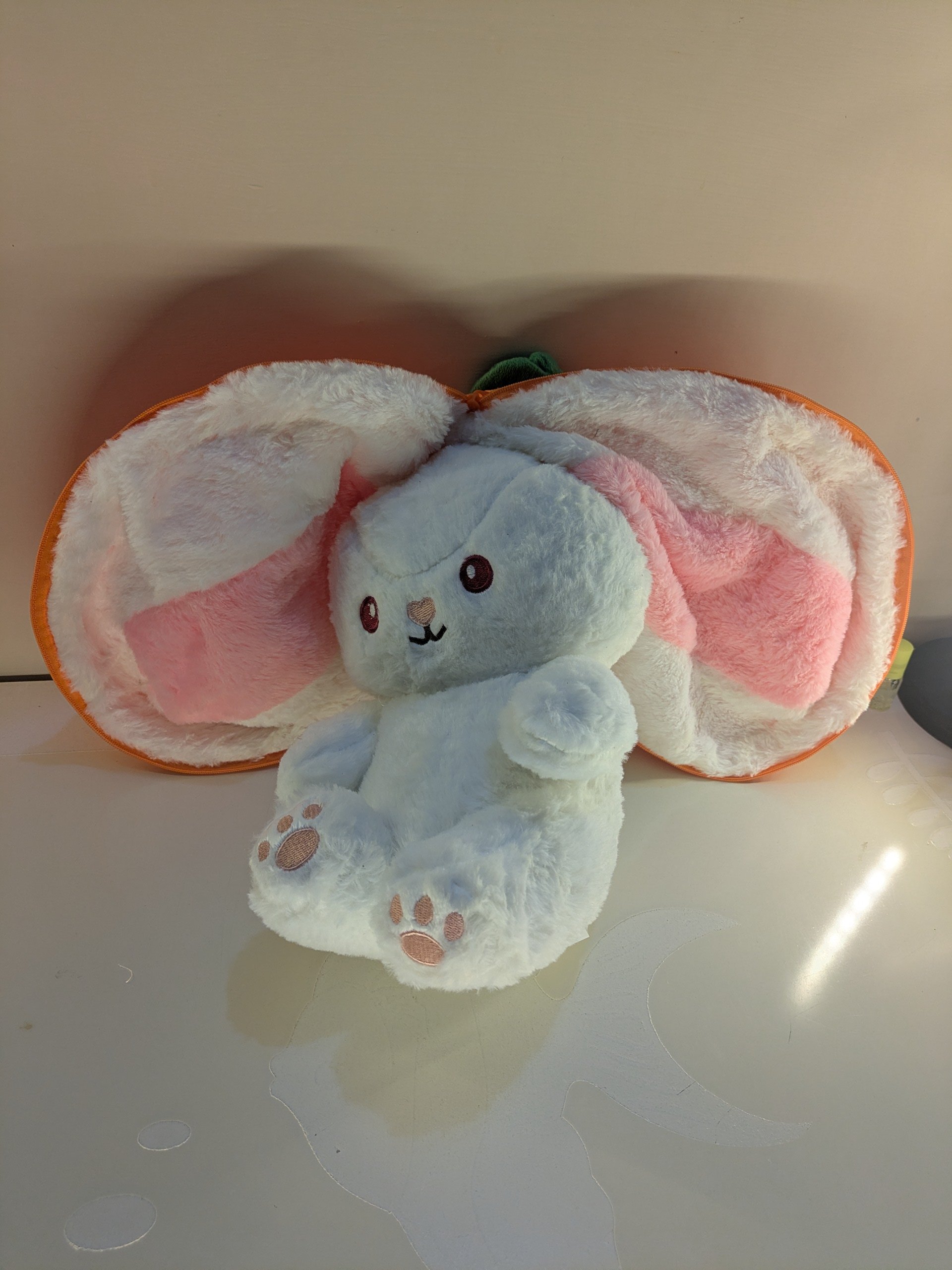 Instagram Viral Reversible Carrot Bunny Plush | Kawaii 2-in-1 Hide-and-Seek Rabbit (Large) - Image 3